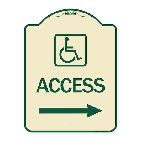 Signmission Access W/ Updated Isaand Right Arrow Heavy-Gauge Aluminum Architectural Sign, 24" H, TG-1824-24357 A-DES-TG-1824-24357